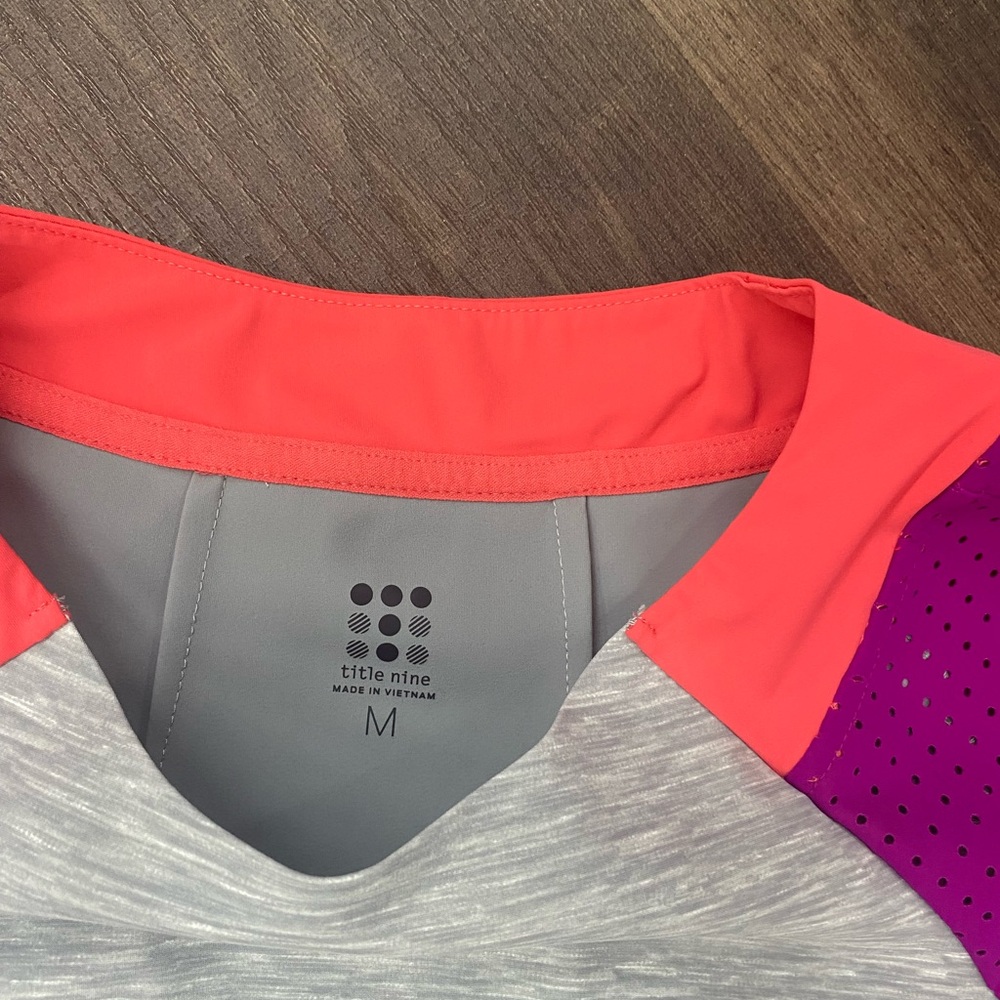 Title Nine Gray Top with Pink and Purple Accents - Picture 7 of 7